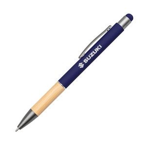 Assia Aluminum Pen w/Bamboo Grip - Blue