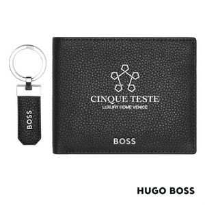 Hugo Boss® Classic Grained Key ring & Wallet Set - Black