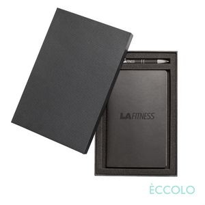 Eccolo® 4 x Single Meeting Journal/Clicker Pen Gift Set - (M) 6"x8" Black