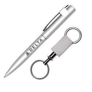 Harmony Pen/Keyring Gift Set - Silver/Silver