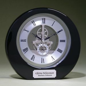 Silver Accent Clock - Black 8"
