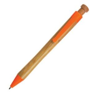 Bamboo Click-action Pen - Orange