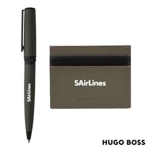 Hugo Boss® Matrix Card Holder/Gear Matrix Ballpoint Pen - Khaki