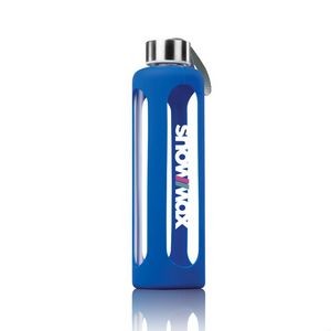 The Pure Glass/Silicone Bottle - 17oz Blue