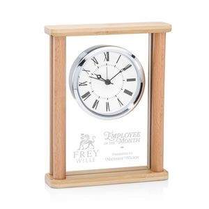 Lowell Clock - Clear/Bamboo 7¼"