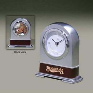 Metal Arch Clock - Aluminum/Mahogany 5