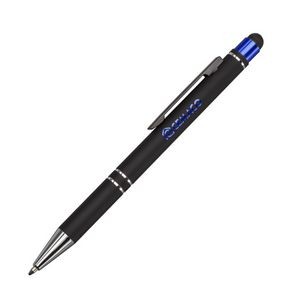 Scroll Aluminum Ballpoint Pen/Stylus - Blue
