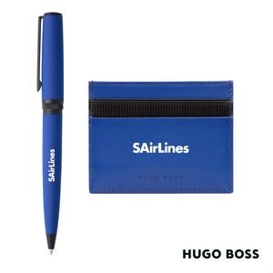 Hugo Boss® Matrix Card Holder/Gear Matrix Ballpoint Pen - Blue