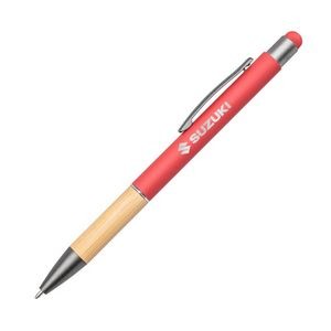 Assia Aluminum Pen w/Bamboo Grip - Red