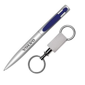 Harmony Pen/Keyring Gift Set - Silver/Blue