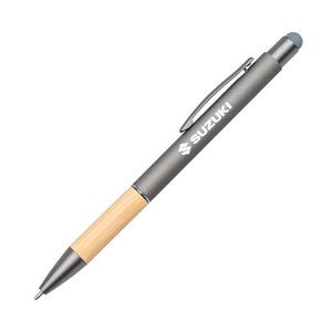 Assia Aluminum Pen w/Bamboo Grip - Grey