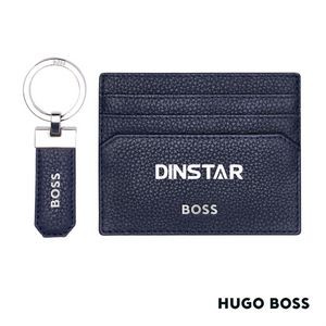 Hugo Boss® Classic Grained Key Ring & Card Holder Set - Navy