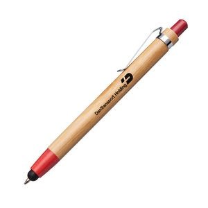 Twain Bamboo Click Pen & Stylus - Red