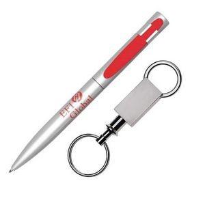 Harmony Pen/Keyring Gift Set - Silver/Red