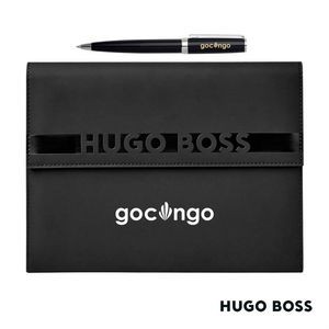 Hugo Boss® Ballpoint Pen & A5 Folder Set - Black