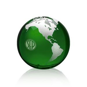 Globe Paperweight - 2-3/8" Green/Silver