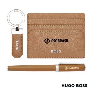 Hugo Boss® Fountain Pen, Key Ring & Card Holder Set - Camel