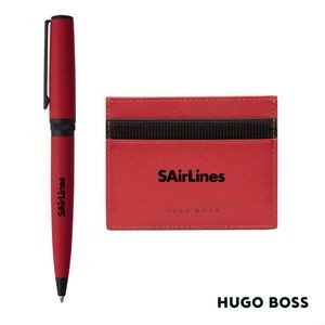 Hugo Boss® Matrix Card Holder/Gear Matrix Ballpoint Pen - Red