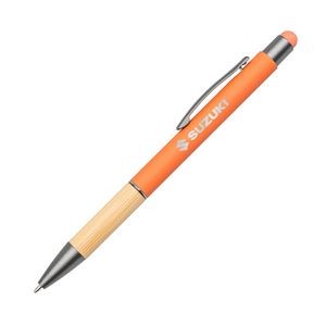 Assia Aluminum Pen w/Bamboo Grip - Orange