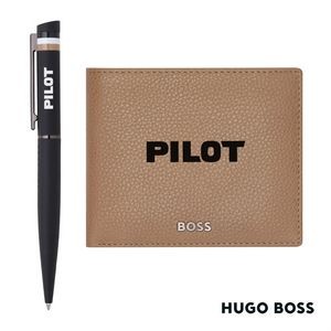 Hugo Boss® Ballpoint Pen & Money Holder Set- Camel