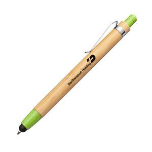 Twain Bamboo Click Pen & Stylus - Lime Green