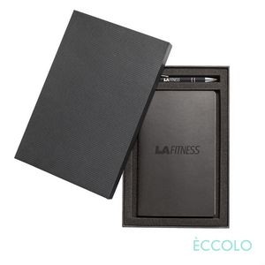 Eccolo® 4 x Single Meeting Journal/Kurt Pen/Stylus Gift Set - (M) 6"x8" Black