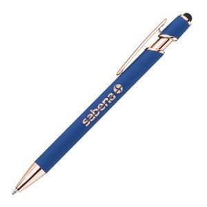 Anton Aluminum Ink Pen w/Grip & Stylus - Blue