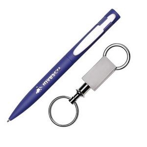 Harmony Pen/Keyring Gift Set - Blue/Silver