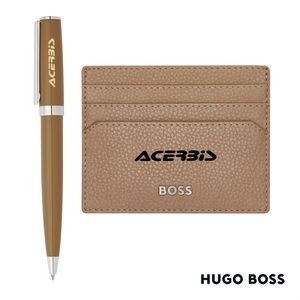 Hugo Boss® Ballpoint Pen & Card Holder Set - Camel