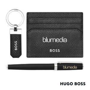 Hugo Boss® Rollerball Pen, Key Ring & Card Holder Set - Black