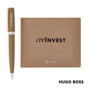 Hugo Boss® Ballpoint Pen & Wallet Set - Camel