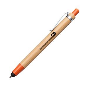 Twain Bamboo Click Pen & Stylus - Orange