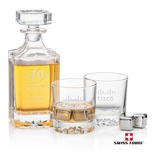Cassidy 3pc Decanter Set & S/S Ice Cubes