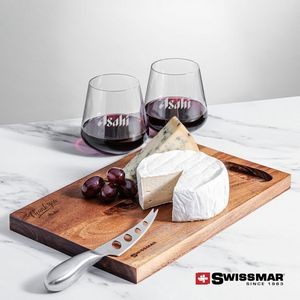 Swissmar® Acacia Board & 2 Cannes Stemless Wine