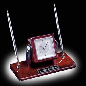 Eggleton Clock/Pen Set - Rosewood/Chrome
