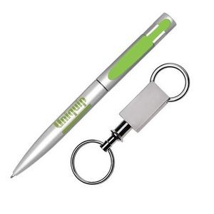 Harmony Pen/Keyring Gift Set - Silver/Green