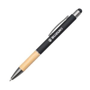 Assia Aluminum Pen w/Bamboo Grip - Black