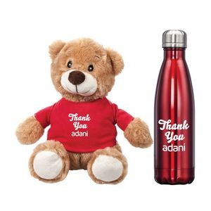 Chester Teddy Bear/Bottle Gift Set - Red