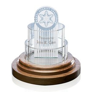 Cylinder Award - Starfire/Walnut 12" High