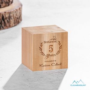 Feuille Award - Wood 2½" Cube