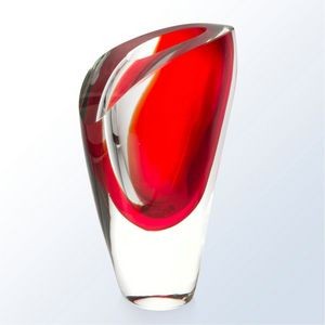 Red V Lush Art Glass Vase
