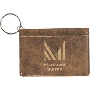 Rustic Brown Leatherette ID Holder & Key Chain