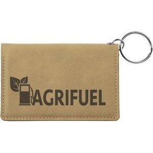 Light Brown Leatherette ID Holder & Key Chain