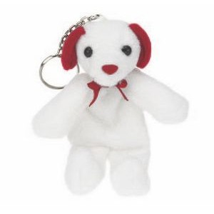 White Dog Stuffed Animal Keychain