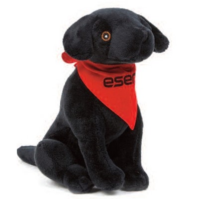 8" Realistic Black Lab Plush Dog