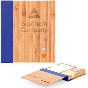 Bamboo Cover Sticky Notebook (Factory Direct - 10-12 Weeks Ocean)