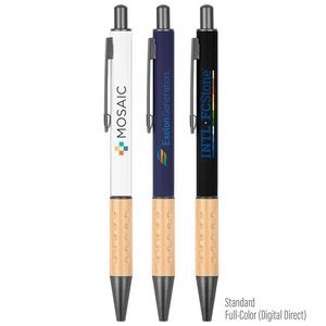 The Gosford Gunmetal Click-Action Ballpoint Pen w/Bamboo Accent (Factory Direct - 10-12 Weeks Ocean)