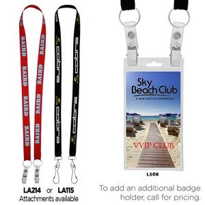 3/4" Econo Dual Attachment Lanyard (Factory Direct - 10-12 Weeks Ocean)