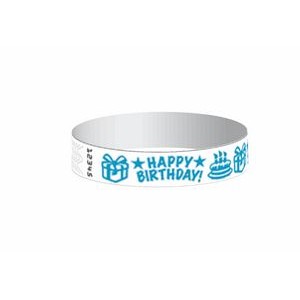 Stock Happy Birthday Pattern Tyvek Wristband (3/4")
