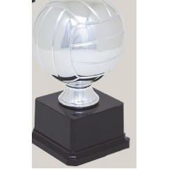 Silver Large Volleyball Sport Ball Resin Trophy w/7" x 3.5" Black Base